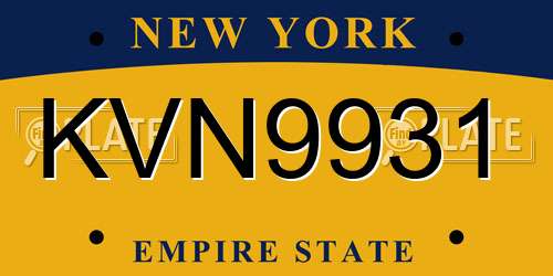 KVN9931 New York License Plate