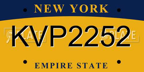 KVP2252 New York License Plate