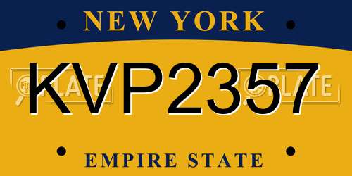 KVP2357 New York License Plate