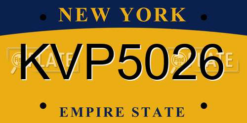 KVP5026 New York License Plate