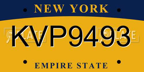 KVP9493 New York License Plate