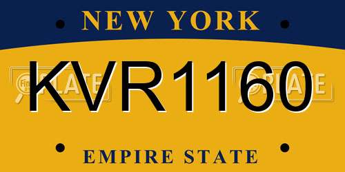 KVR1160 New York License Plate