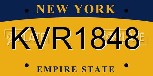 KVR1848 New York License Plate