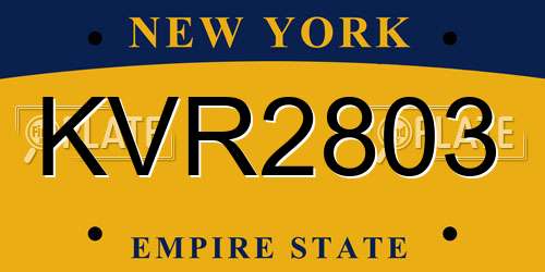 KVR2803 New York License Plate