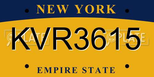 KVR3615 New York License Plate