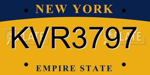 KVR3797 New York License Plate