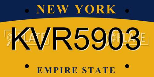 KVR5903 New York License Plate