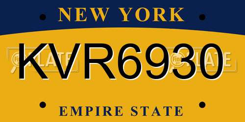 KVR6930 New York License Plate