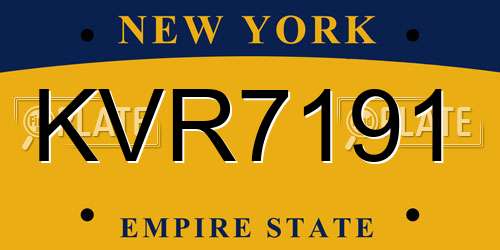 KVR7191 New York License Plate