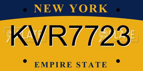 KVR7723 New York License Plate