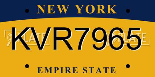 KVR7965 New York License Plate