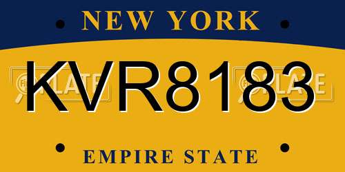 KVR8183 New York License Plate