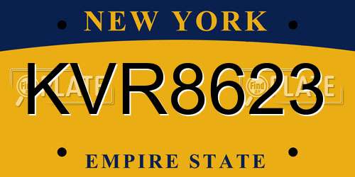 KVR8623 New York License Plate