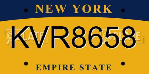 KVR8658 New York License Plate