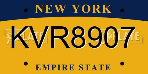 KVR8907 New York License Plate