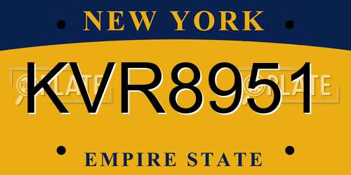 KVR8951 New York License Plate