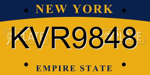 KVR9848 New York License Plate