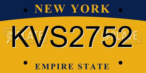 KVS2752 New York License Plate