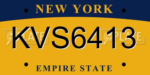 KVS6413 New York License Plate