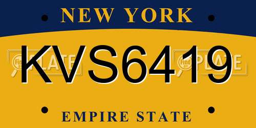 KVS6419 New York License Plate