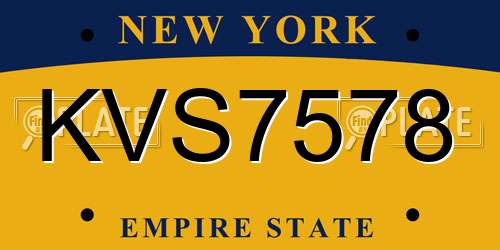 KVS7578 New York License Plate