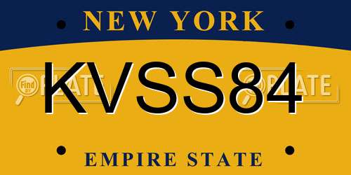KVSS84 New York License Plate