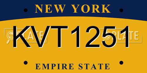 KVT1251 New York License Plate