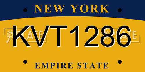 KVT1286 New York License Plate
