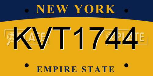KVT1744 New York License Plate