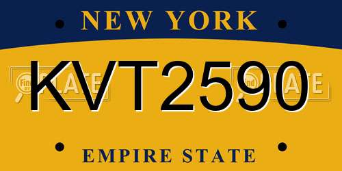 KVT2590 New York License Plate