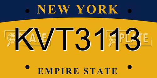 KVT3113 New York License Plate