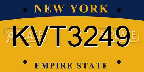 KVT3249 New York License Plate