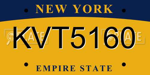 KVT5160 New York License Plate