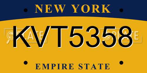 KVT5358 New York License Plate