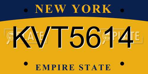 KVT5614 New York License Plate