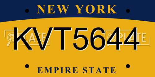KVT5644 New York License Plate