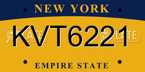 KVT6221 New York License Plate