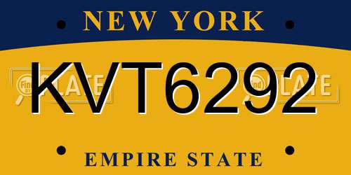 KVT6292 New York License Plate
