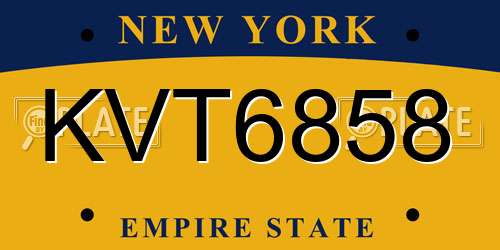 KVT6858 New York License Plate