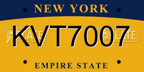 KVT7007 New York License Plate