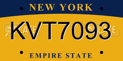 KVT7093 New York License Plate