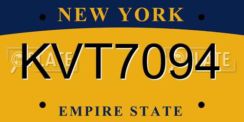 KVT7094 New York License Plate