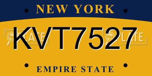 KVT7527 New York License Plate
