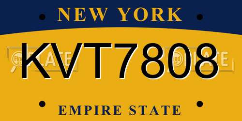 KVT7808 New York License Plate