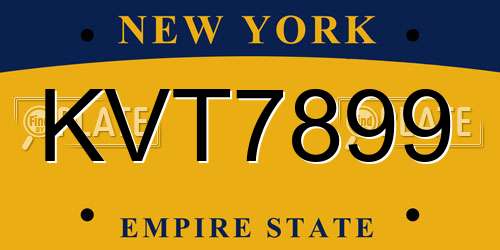 KVT7899 New York License Plate