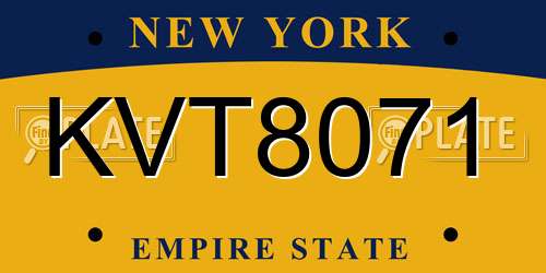 KVT8071 New York License Plate