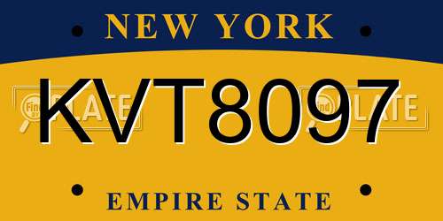 KVT8097 New York License Plate