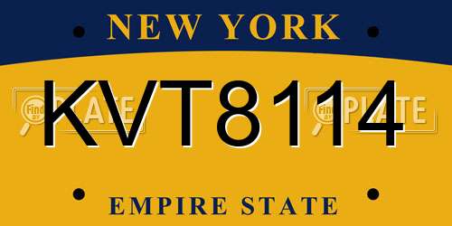 KVT8114 New York License Plate