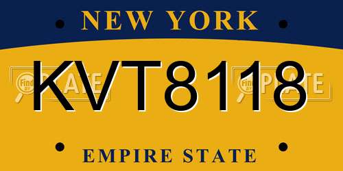 KVT8118 New York License Plate