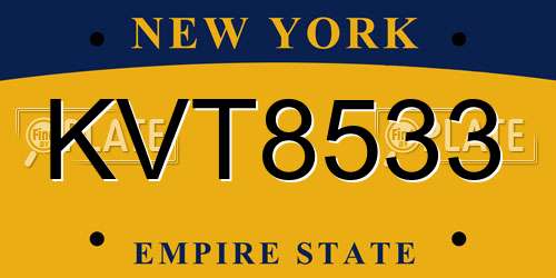 KVT8533 New York License Plate